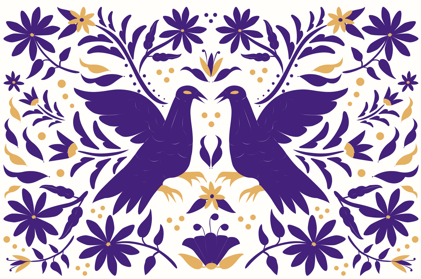 Everyday paper placemats-Purple and Gold Otomi