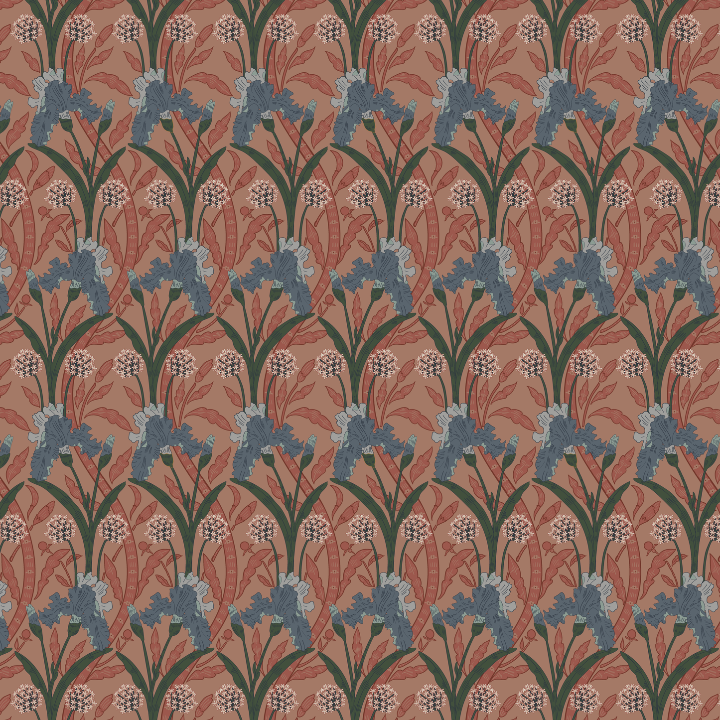 Everyday paper placemats- William Morris Inspired- Salmon